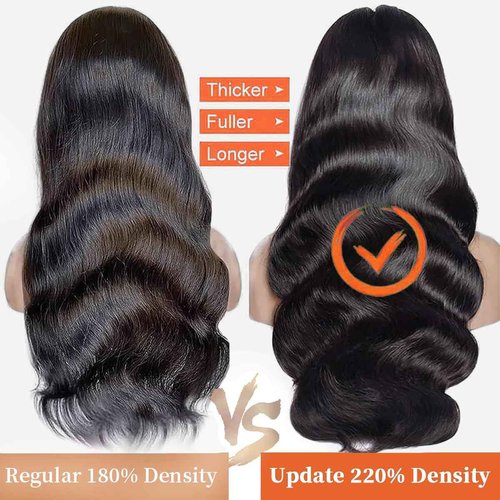 Hoisali Body Wave Lace Front Wigs Human Hair Pre Plucked 220% Density 13x6 HD Lace Front Wigs Glueless Frontal Wigs Human Hair Pre Plucked Bleached Knots with Baby Hair Natural Color 22 Inch