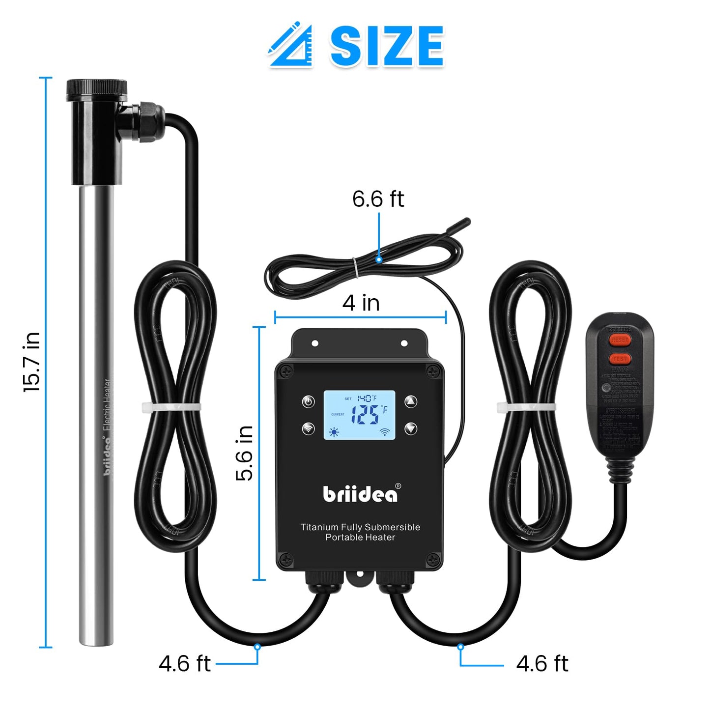 Briidea 120V 1500W WiFi Portable Electric Immersion Water Heater, Compatible with Smart Life APP, Compatible with Alexa, Google Assistant, Anti-Corrosion Sensor, Rapid Heating in Minutes