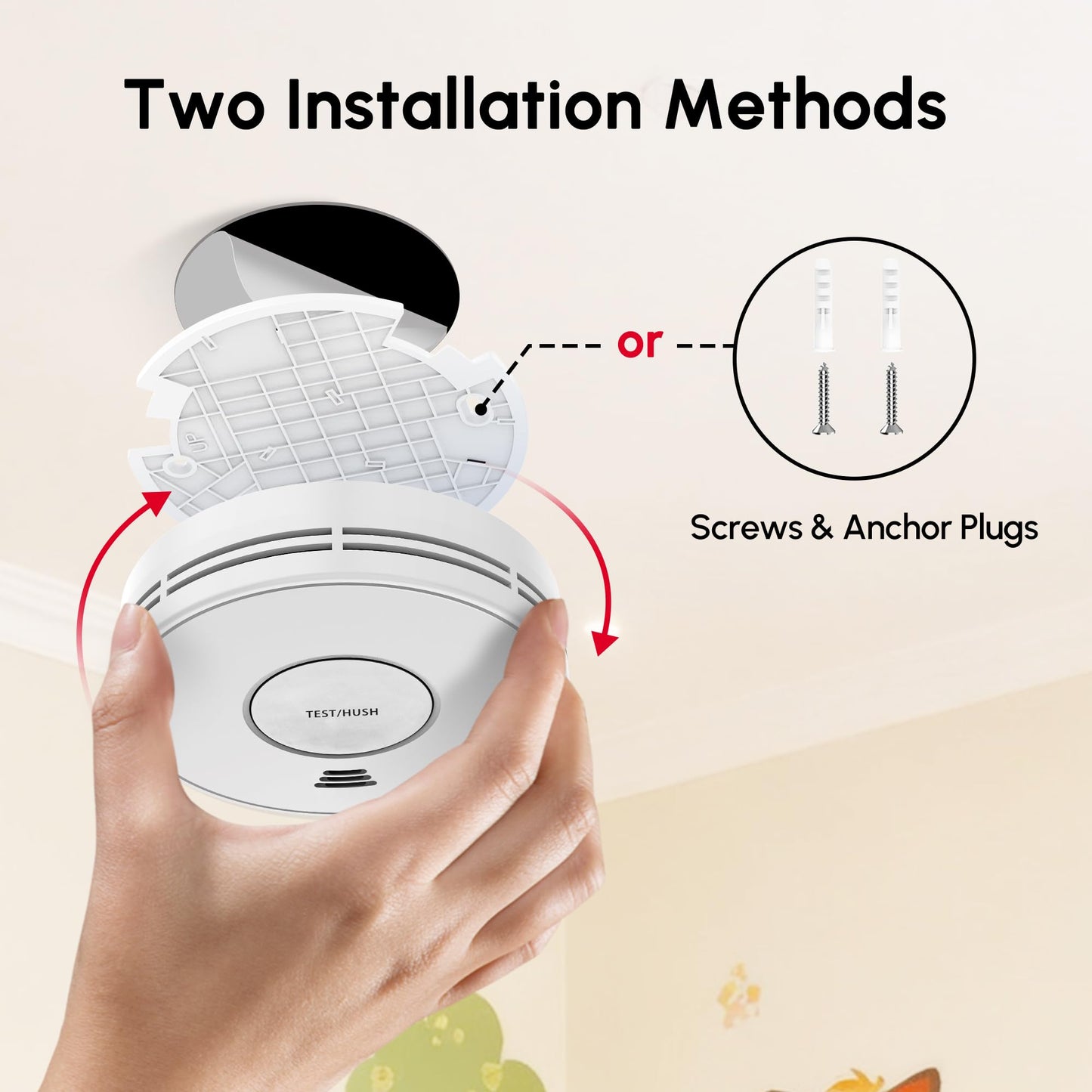 KARUOTOP 10-Year Battery Smoke and Carbon Monoxide Detectors, Fire Alarm CO Detector with Large Test/Silence Button, Easy Adhesive or Screw Mount, 4-Pack