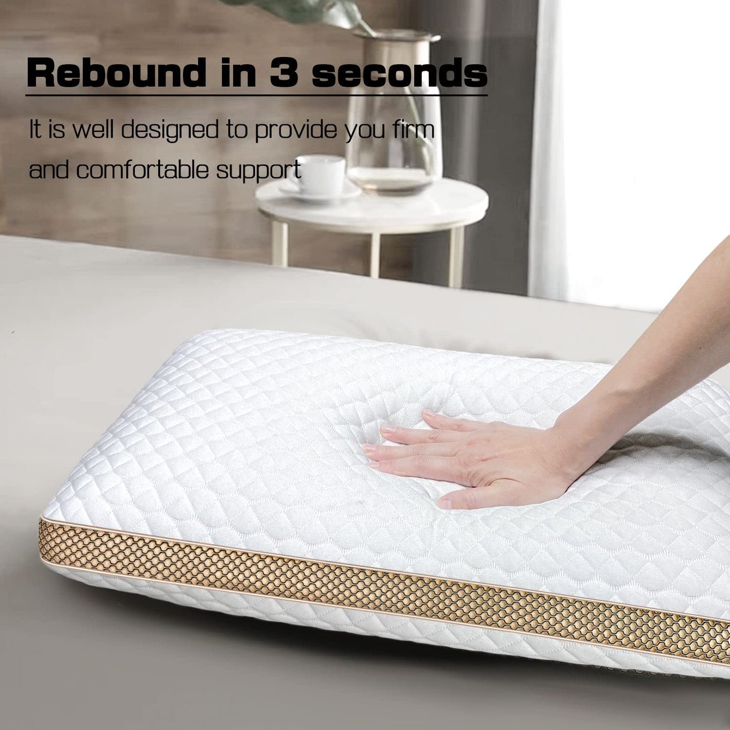 Sofslee Memory Foam Pillows Standard Size Set of 2, Medium Firm Pillow for Sleeping, Orthopedic Bed Pillow for Side, Back Sleepers, Ventilated Gel Foam Pillow with Washable Cover, 23.6" x 15.7"x 5.1"