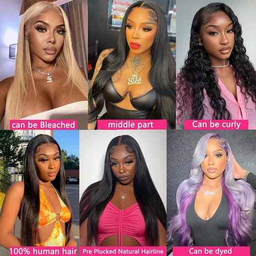 VGIRL Glueless 13x4 HD Lace Front Wigs Human Hair Pre Plucked with Baby Hair 180 Density 10A Straight Transparent Lace Frontal Human Hair Wigs for Black Women Bleached Knots (18 inch, Natural Color)