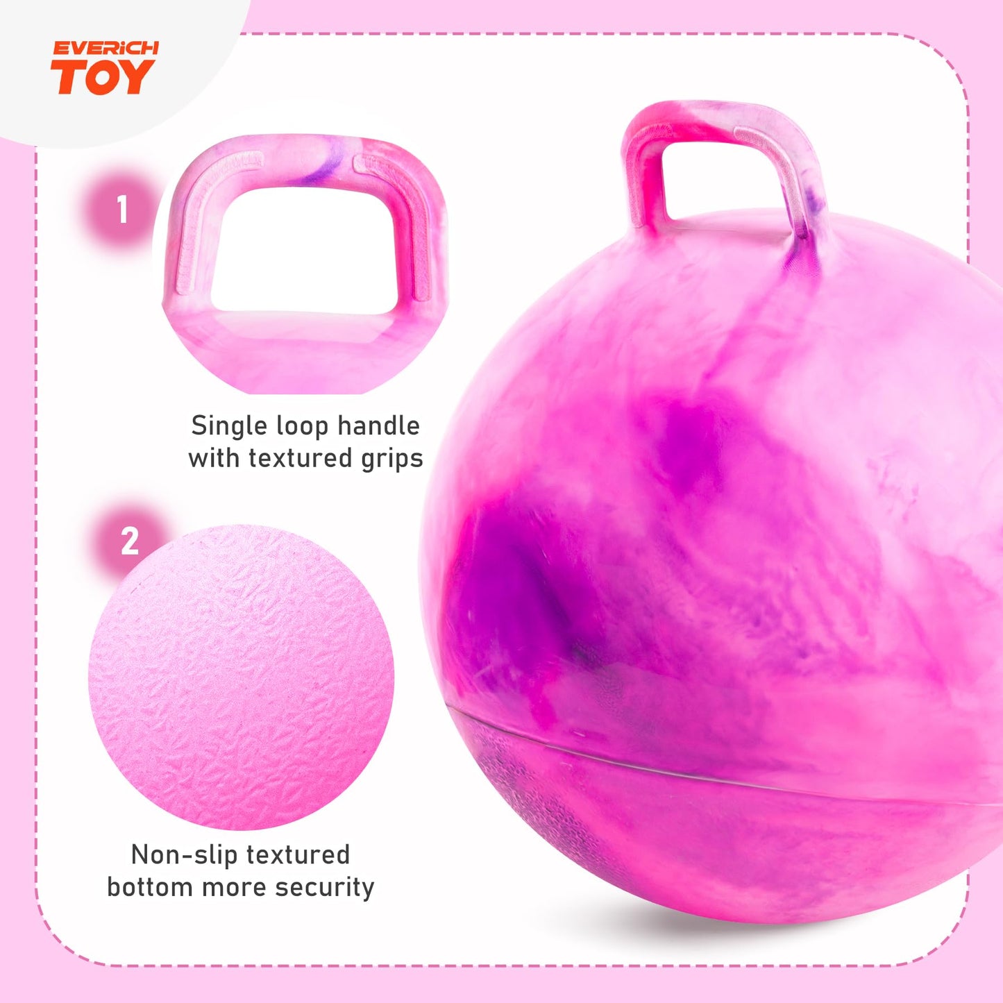 EVERICH TOY Hopper Ball, 18 Inch Hoppity Hop for Kids 4-8, Clouds Bouncy Ball with Handle, Indoor Outdoor Inflatable Hopping Toys for Boys and Girls Gifts with Pump