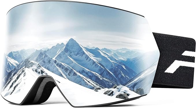 Ski Goggles for Men Women,Frameless UV Protection OTG Anti-fog Snowboard Snow Skating Goggles