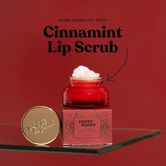 Poppy & Pout Cinnamint Jumbo Lip Balm | All Natural Lip Balms & Moisturizers | Hydrates with Beeswax, Vitamin E, Organic Coconut Oil | Cruelty-Free | Lip Balm in Recyclable Cardboard Tube