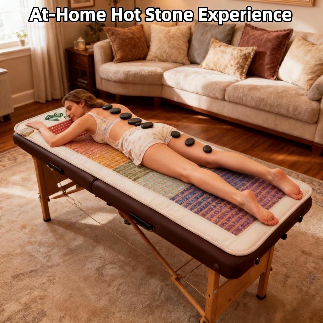 PHYMAT Far Infrared Heating Pad,Infrared Mat Full Body,7 Color Gemstone Heating Pad,7 Chakra Yoga Meditation Crystal Bio Mat,Auto Shut Off,Adjustable Temp(67"x27")