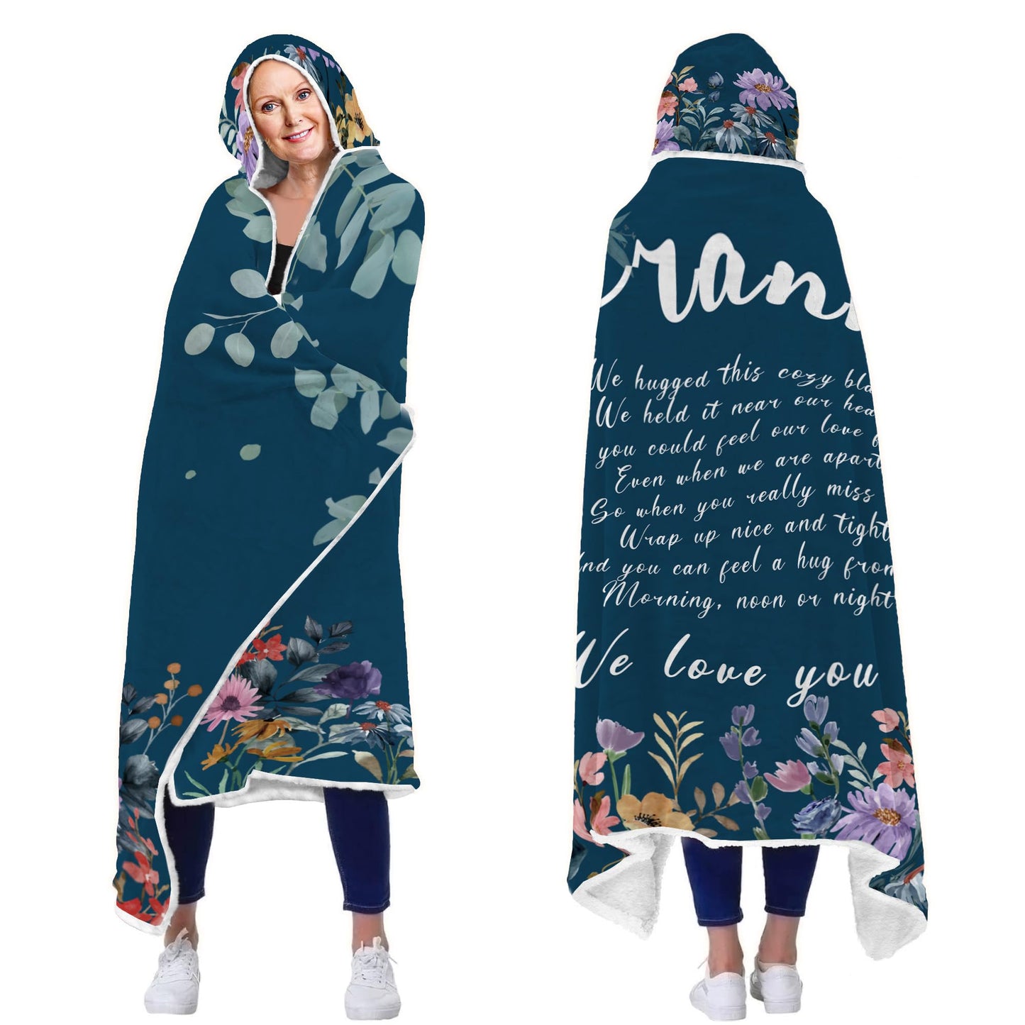 Taesun Granny Gift, Granny Gifts for Women Wearable Blanket from Grandkids, Great Grandma Hooded Blanket 47x72 in for Birthday, Grandparents Day, Christmas