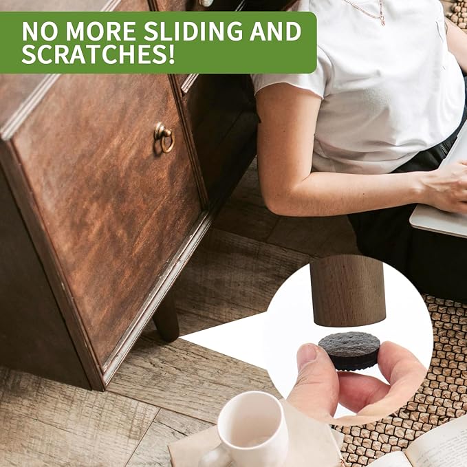 COVERCORNER Non Slip Furniture Pads 48 PCS - 32 pcs 1” Round + 16 pcs 2" Square - Anti Slip Furniture Pads - Self Adhesive Rubber Feet Furniture Feet - Chair Leg Floor Protectors