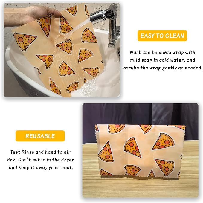 Beeswax Wrap, Beeswax Wraps For Food, Organic, Sustainable, Beeswax Food Wrap for Sandwich Storage, Reusable Beeswax Food Wrap 1L, 5M, 3S Food Patterns Beeswax Paper, 9 Pack Set