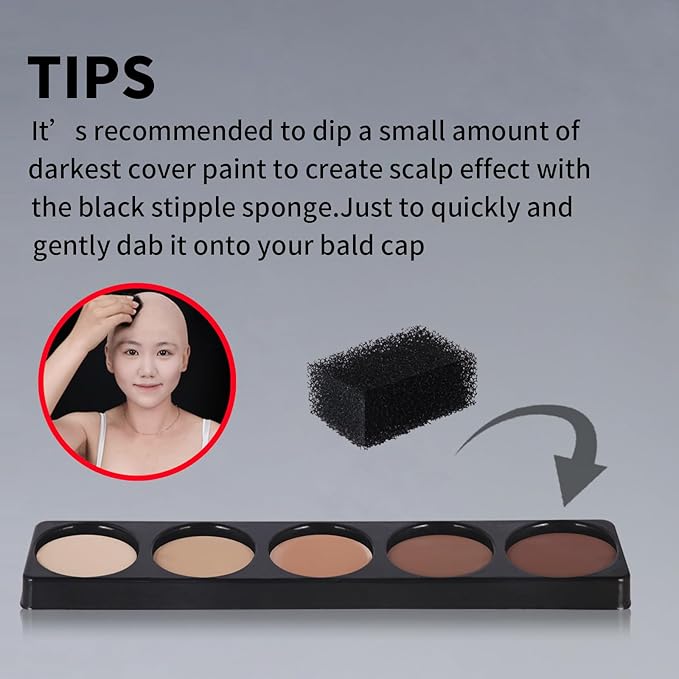 MEICOLY Bald Cap Kit for Women and Men,All-in-One Bald Cap Costume Set for Halloween SFX Makeup,Cosplay,Performance Stage,Theatre,Film,Spirit Gum and Remover Kit,Setting Powder,Liquid Latex,10PCS