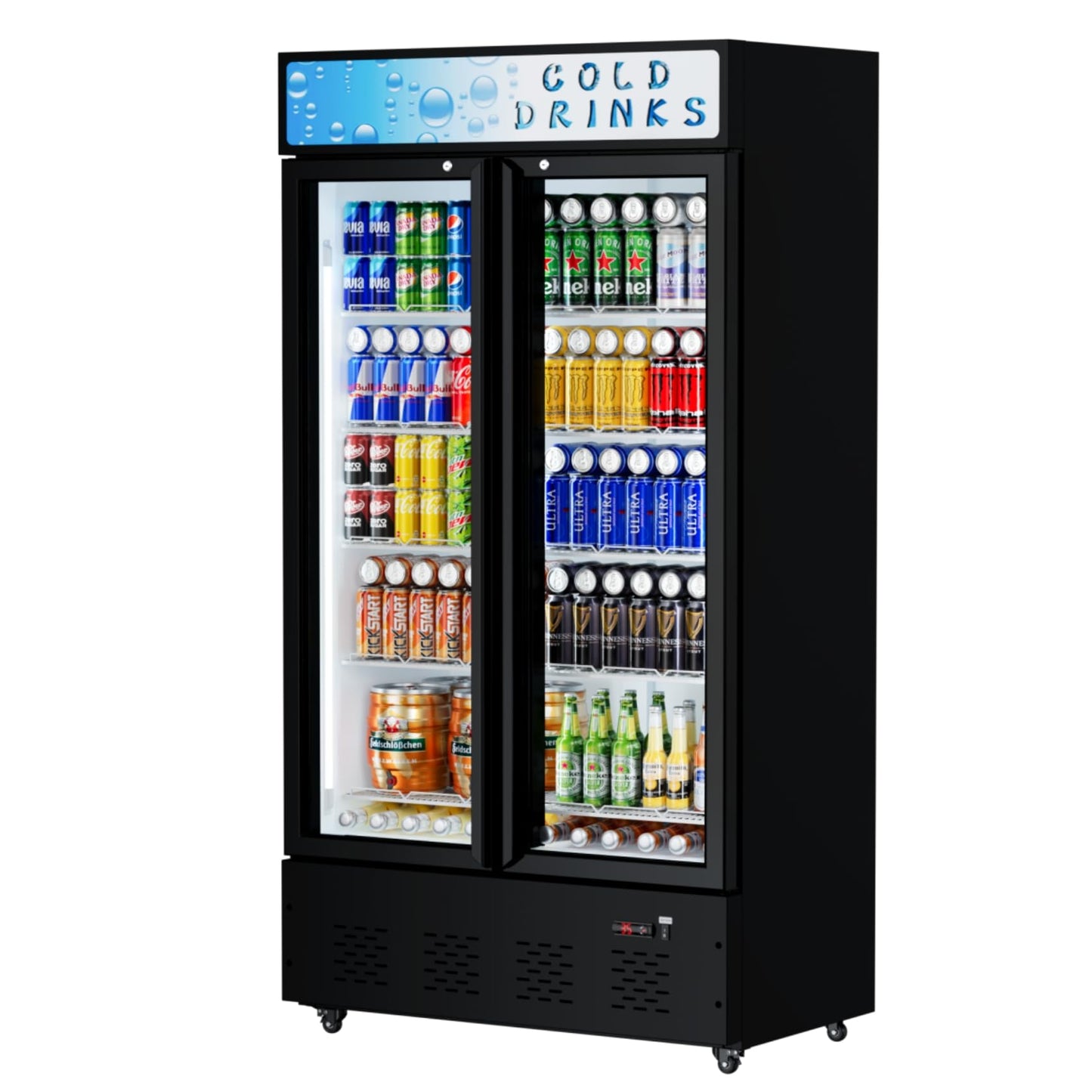 ECEVT 30 Cu.ft. Commercial Beverage Refrigerators Glass Door Refrigerator Upright Display Cooler with Soft LED Light and Adjustable Shelves for Restaurant Grocery Stores Home