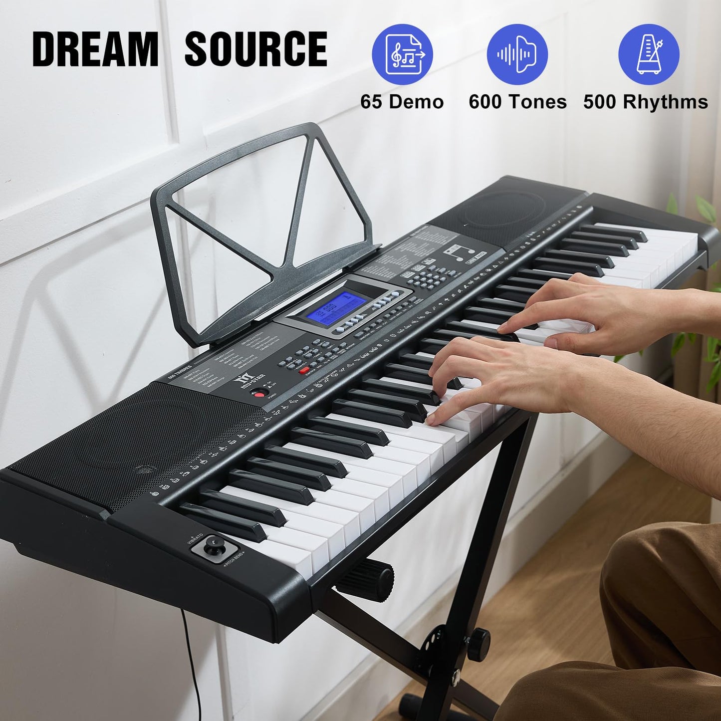 MUSTAR Piano Keyboard, 61 Key Keyboard Piano Electric Piano with Stand, Touch Sensitive Keyboards Piano 61 Key for Beginners, Headphones, Microphone, MP3/USB/LCD Screen, Holiday Birthday Gifts