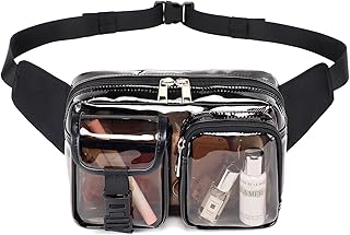 Fanny Pack Clear Stadium Bag Fashion See Through Waist Pack Transparent Belt Bag for Women Work, Travel, Semi-black