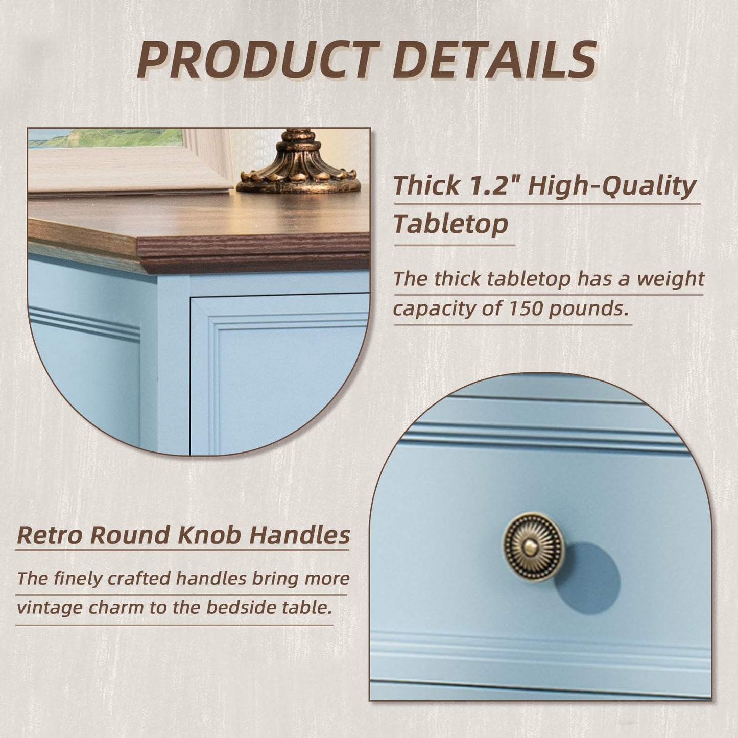 Joaxswe Farmhouse Dresser and Nightstand Sets 3 Piece, Nightstands Set of 2 and 7 Drawers Dresser for Bedroom, 54" Wide Dresser and 24" Inch Night Stand Set for Bedroom, Living Room, Hallway
