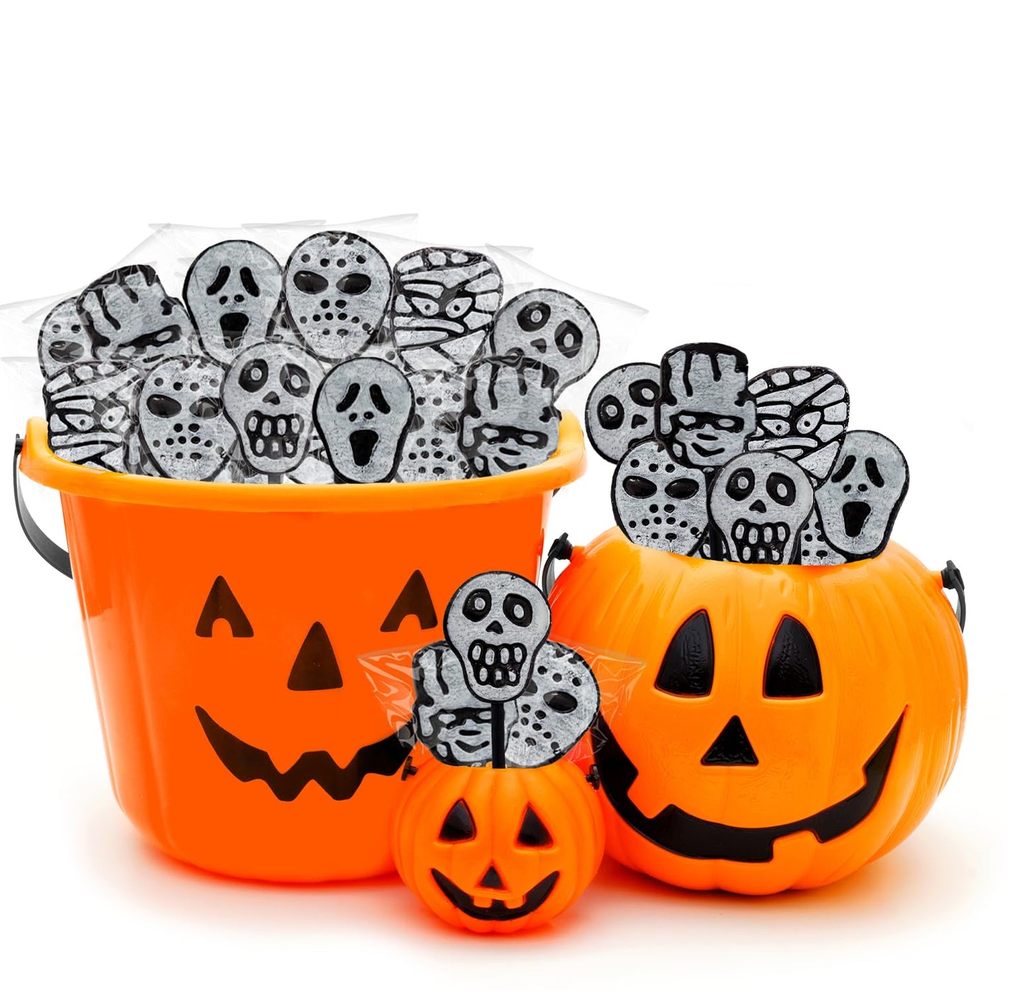 Fruidles Halloween Skulls, Mummies, and Ghosts Tattoo Lollipop Suckers Candy, Great for Halloween Goody Bag Fillers, Individually Wrapped (Half-Pound - Approx. 25 Suckers)