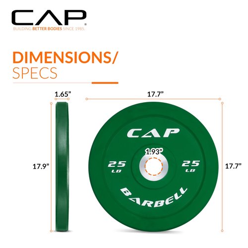 CAP Barbell Competition Olympic Bumper Plate Set, Green, 25 lb Pair