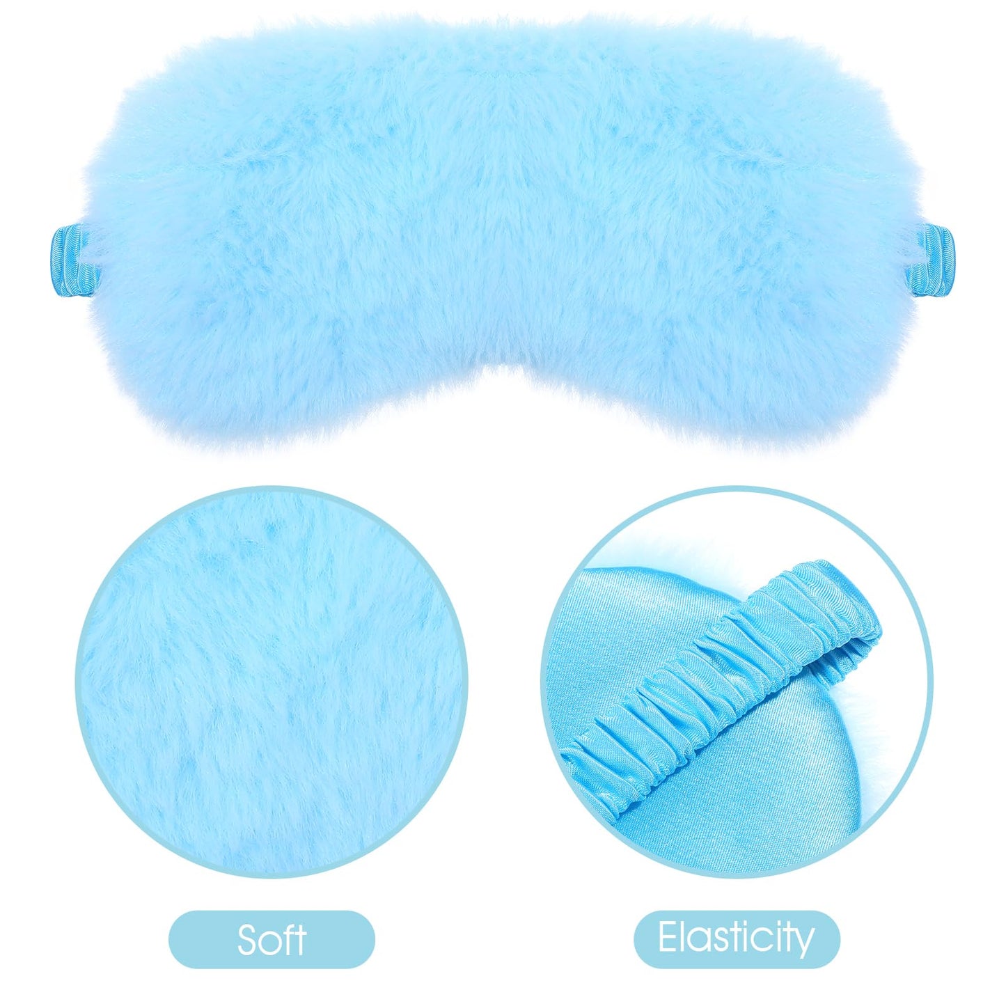 2 Pcs Plush Leopard Eye Mask Soft Sleeping Blindfold Eye Cover Comfortable Furry Faux Fur Sleeping Mask Satin Nap Night Eyeshade Cover for Women Men Gift (Green, Blue)