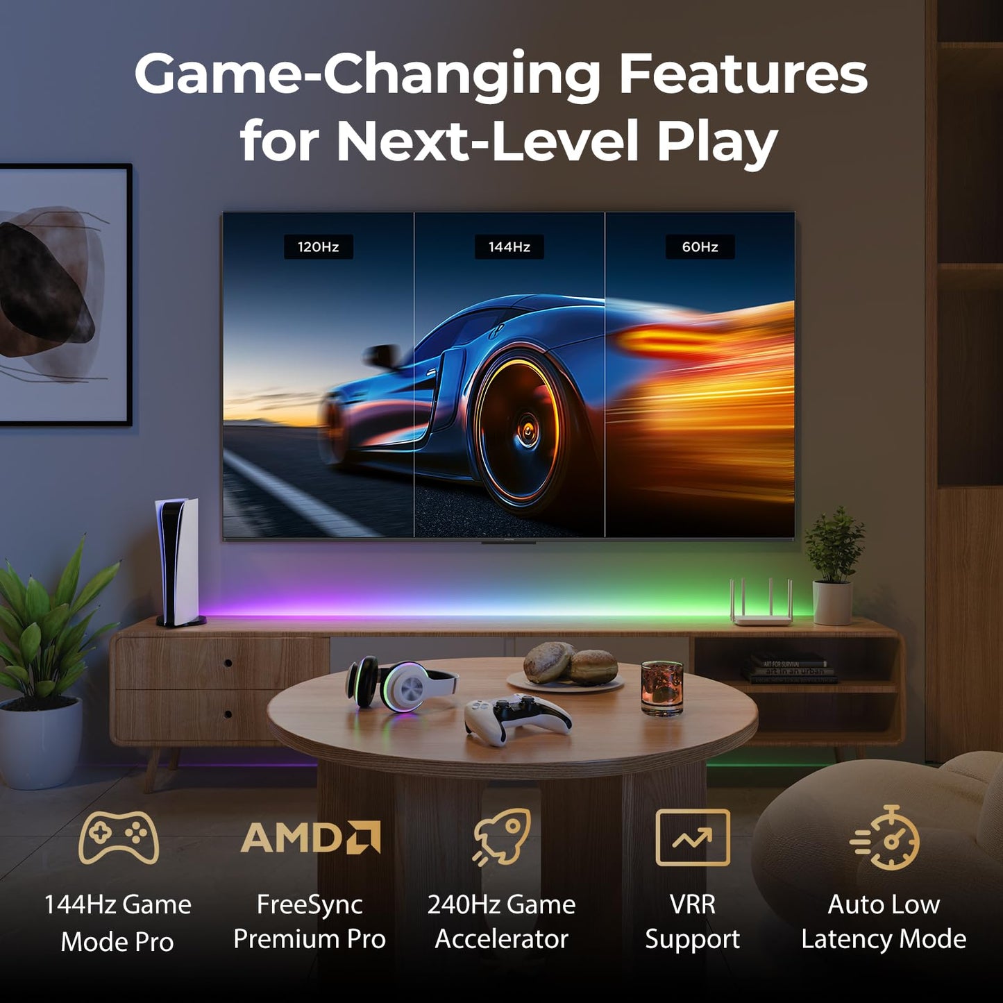 iFFALCON 55-Inch QLED 4K UHD Smart TV - HDR, Dolby Vision IQ, 144Hz Pro Mode, Model 55U85
