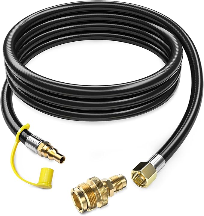 12 FT Propane Quick Connect Hose for RV to Gas Grill, Propane Quick Connect Fittings for 1 LB Throwaway Bottle Connects 1 ...