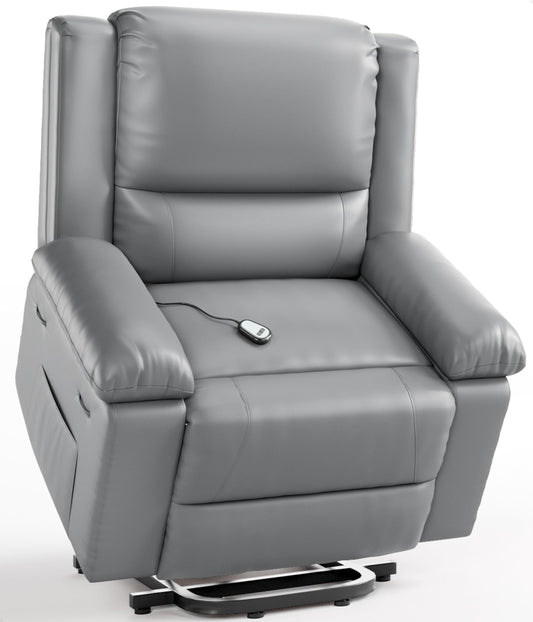 Garvee Power Lift Recliner Chair - Heat and Massage, PU Leather Electric Lift Recliner for Elderly & Mobility Impaired，Reclining Sofa with Side Pocket for Living Room