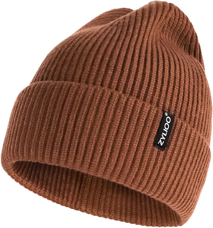 Zylioo Oversize Beanie Hats, XXL Big Size Ribbed Knit Cuffed Winter Hat for Cold Weather, Warm Skull Watch Cap