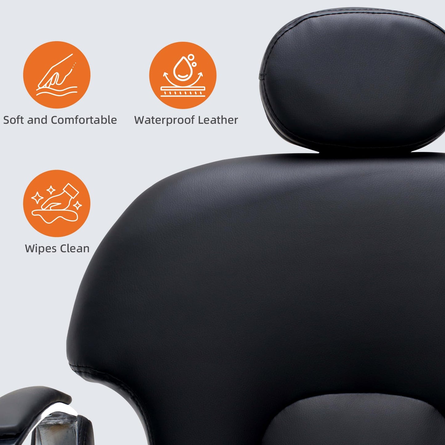Zevemomo Barber Salon Chair for Hair Stylist, Reclining Backrest Adjustable Headrest & Seat Height, Heavy Duty Hydraulic Pump with 360° Swivel for Barbershop, Home 400LBS Capacity, Black