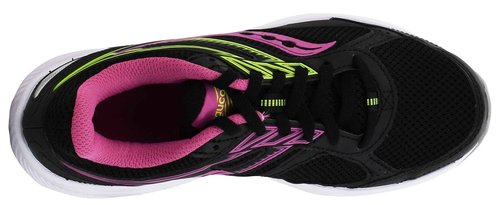 Saucony Women's Cohesion 14 Road Running Shoe, Black/Pink/Yellow, 10