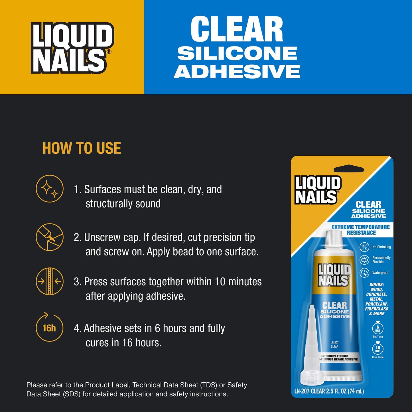 Liquid Nails Clear Small Projects Silicone Adhesive, 2.5 oz