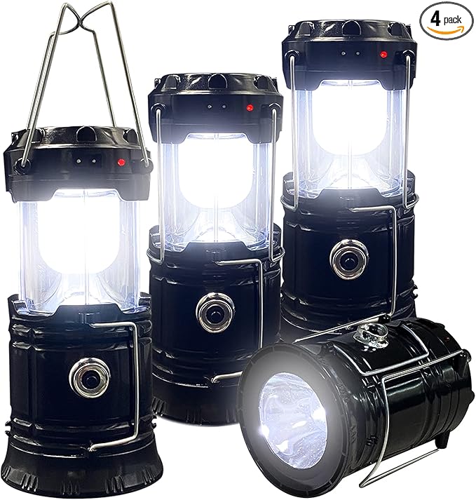 Collapsible Portable LED Camping Lantern XTAUTO Lightweight Waterproof Solar USB Rechargeable LED Flashlight Survival Kits...