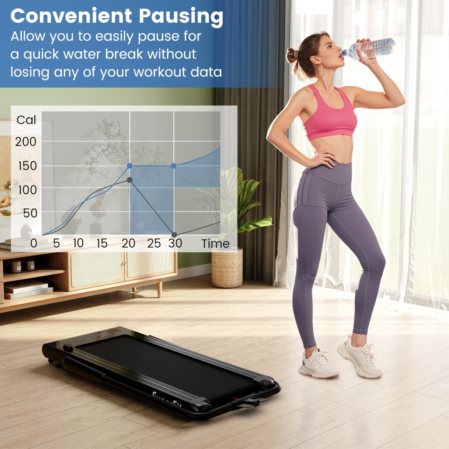 Goplus 2 in 1 Folding Treadmill, 340 LBS Capacity Walking Pad with Handle Bar, Under Desk Treadmill with Apps, Remote Control, LED Display, Foldable Portable Treadmills for Home Small, Office (Black)