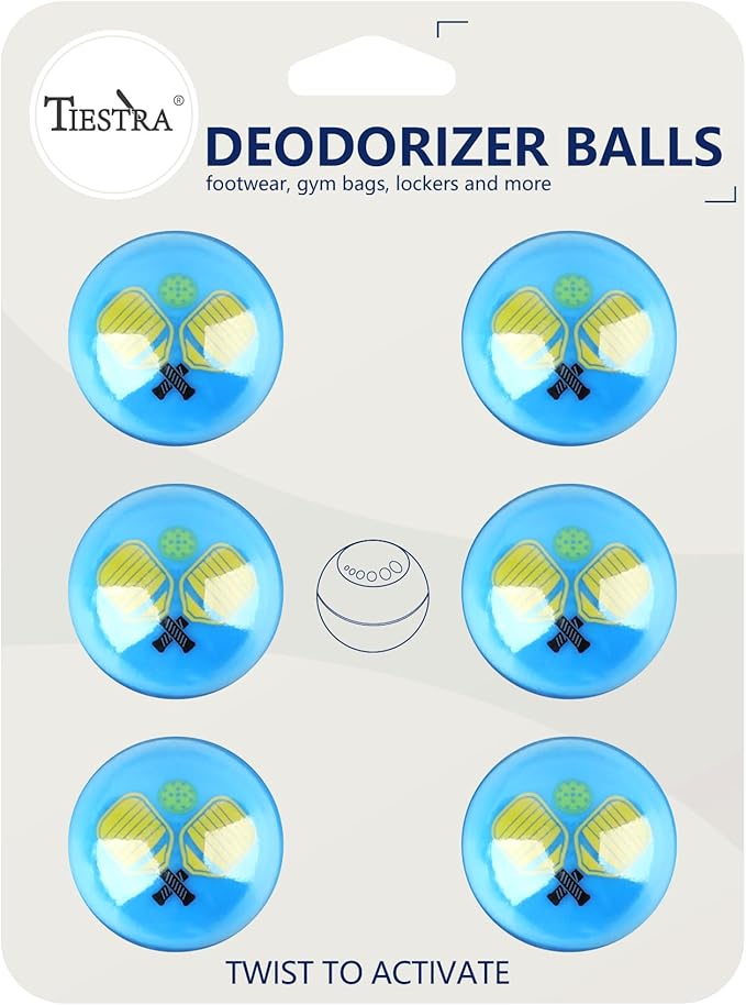 Shoe Deodorizer Balls (6 Pack) – Odor Eaters for Sneaker | Long-Lasting Odor Eliminator Air Freshener for Closet, Locker, Gym Bag, Drawer & Small Spaces| Fresh Linen | Pickle Ball&Blue