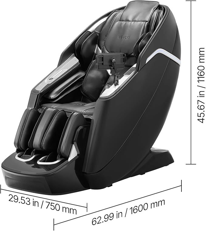 VEVOR 4D+3D Full Body Massage Chair - SL Track, AI Voice Control, Electric Extendable Footrest, Yoga Stretch, TFT Touchscreen, Home Relaxation