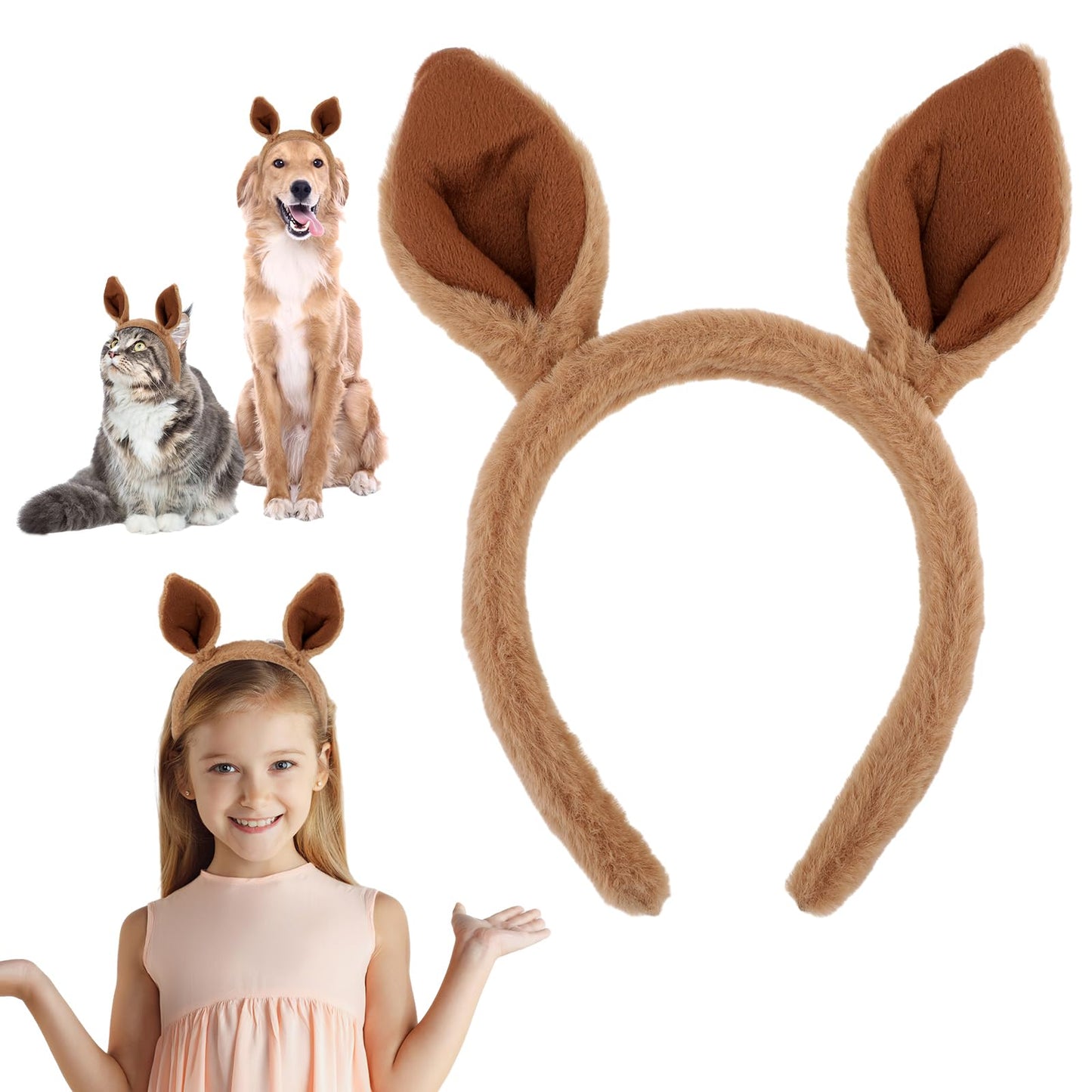 Sibba Kangaroo Headband Cute Hat Ears Headbands Animal Caps Makeup Hairband Costumes Hair Accessorie Fit Women, Party, Washing F
