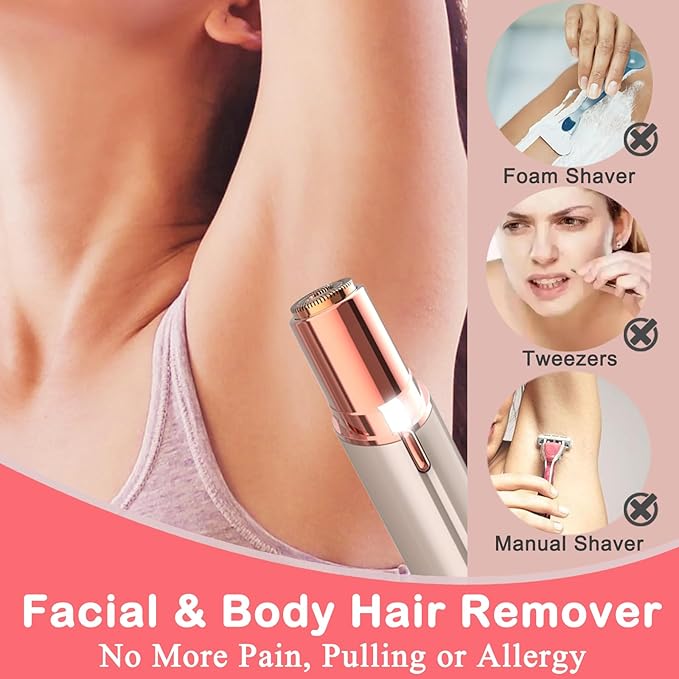Facial Hair Remover for Women - Lady Removal Shaver - USB Rechargeable Lady Face Epilators Trimmer for Face Lips Chin Peach Fuzz Arms Legs