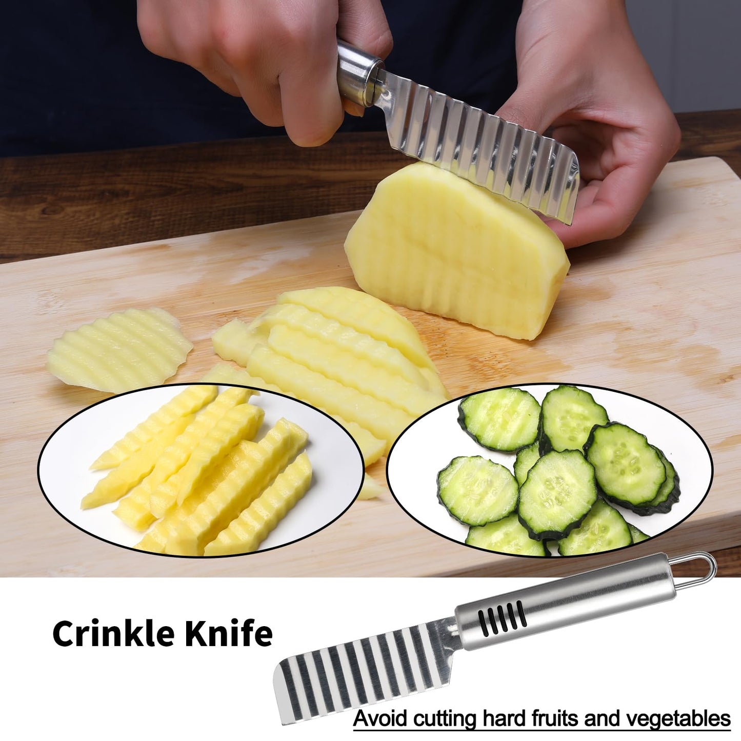 BURLIHOME Stainless Steel Fruit Carving Knife Set, 5 Pack Vegetable Engraving Blades for Kitchen, Melon Baller Scoop,Lemon Zester, Garnish Peeler,Crinkle Knife,V-shape Cutter