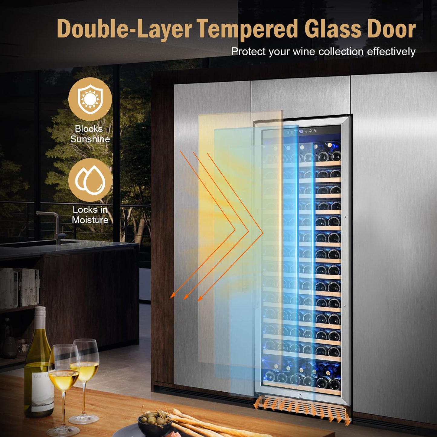 FoMup Wine Fridge Freestanding,173 Bottles 24 Inch Wine Cooler Refrigerator, Tall Wine Fridge with Compressor Low Noise Fast Cooling, Wine Cellar with Upgraded Door Handle Sliding Rail Shelves