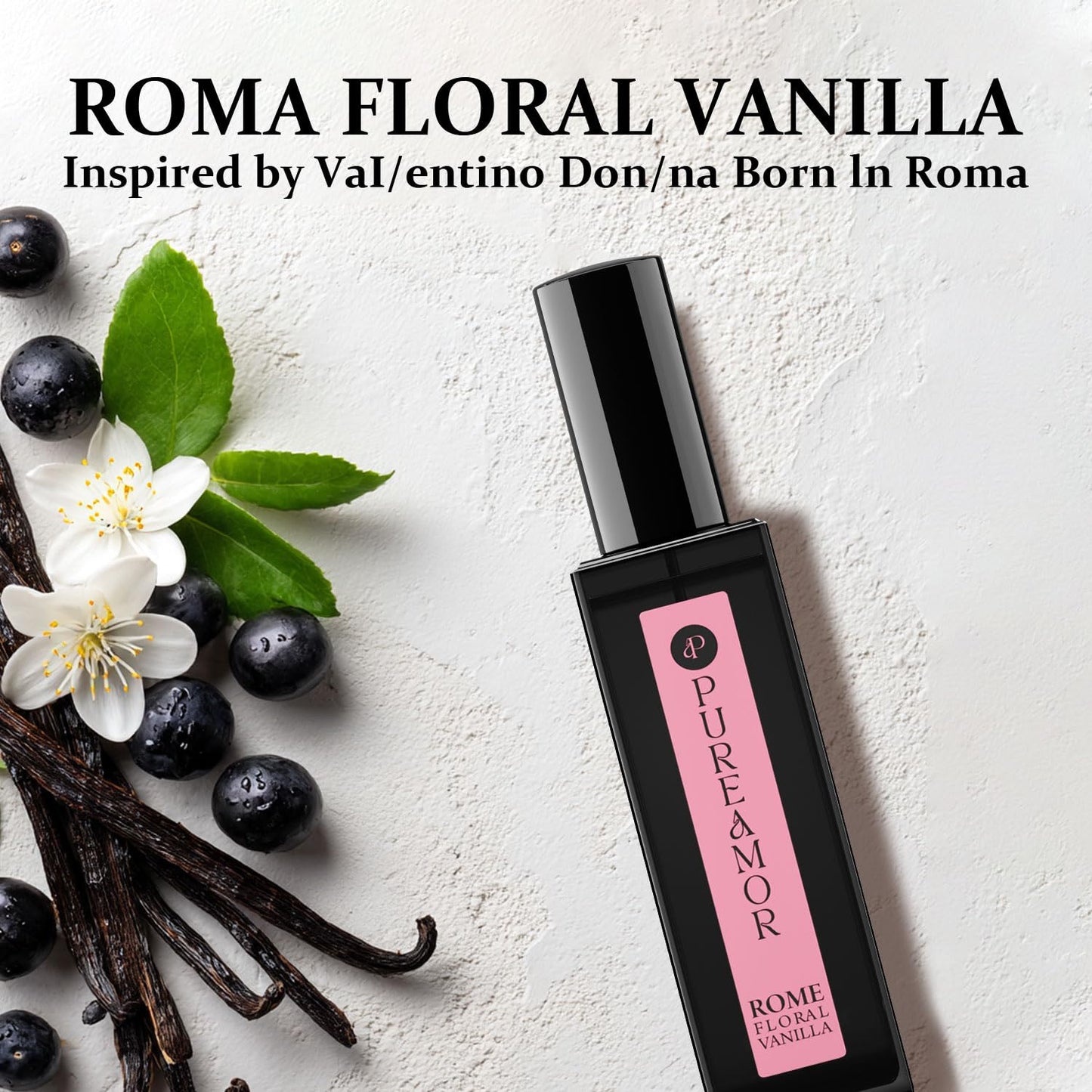 PUREAMOR ROMAN Blossom Vanilla Perfume for Women, Cozy Floral Jasmine & Sweet Vanilla Fragrance, Long Lasting Extrait de Parfum, Advanced Fragrance Travel Size 0.7 oz/20ml Perfume Spray