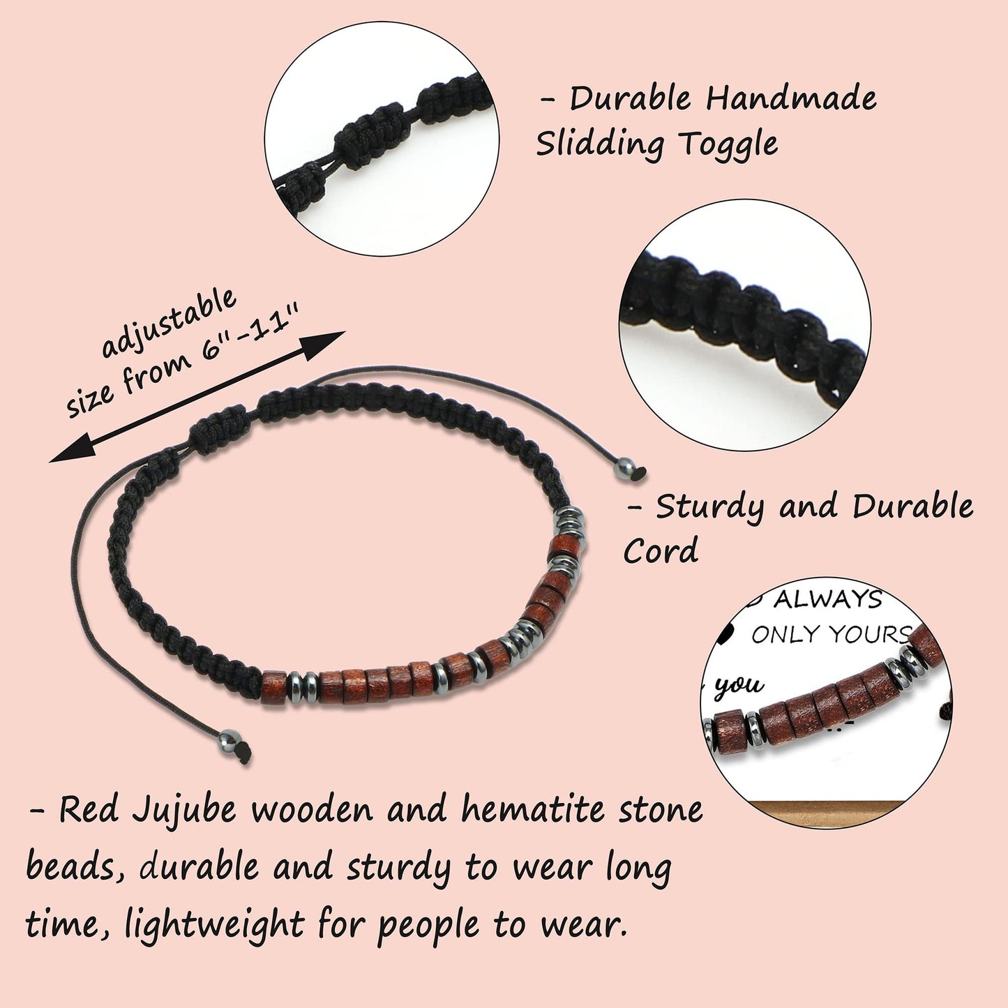 JoycuFF Boyfriend Mom Gifts for Her Birthday Mother's Day Thanksgiving Day Christmas Inspirational Morse Code Bracelets I Love y