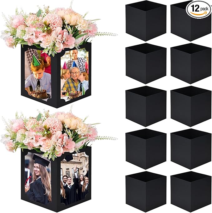 Tongnian 12 Pcs Picture Centerpieces for Table - 6/7 Inch Photo Display Frame & Hollow Picture Props Box for Christmas, We...