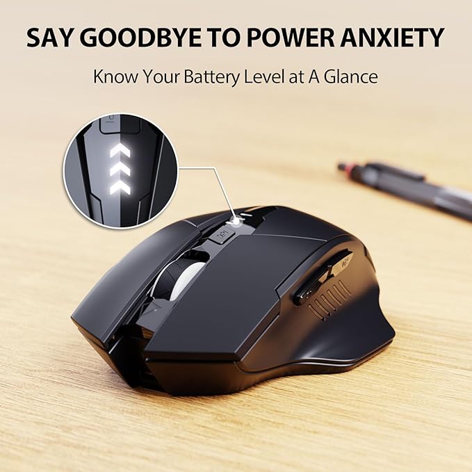 INPHIC Wireless Mouse for Laptop Rechargeable, Upgraded Visible Battery, 2400 DPI, Silent Ergonomic Computer Mice, Mac, PC etc.