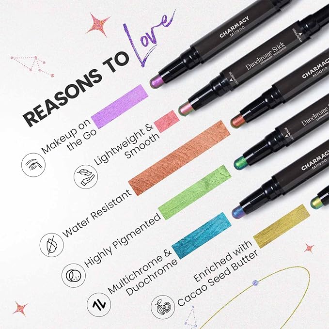 CHARMACY Multichrome 2 in 1 Cream Eyeshadow Stick, Waterproof Eye Brightener Highlighter Stick Makeup, High Pigmented, Smudge-Proof, Vegan & Cruelty-Free (#902)