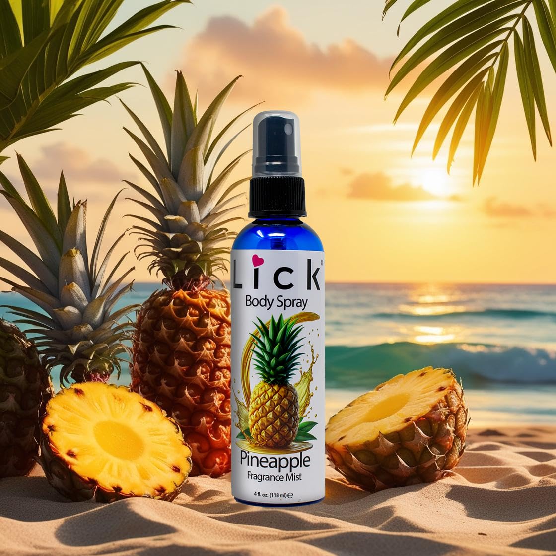 LICK Pineapple Scented Body Spray - Crisp Tropical Fragrance Mist - 4 fl oz