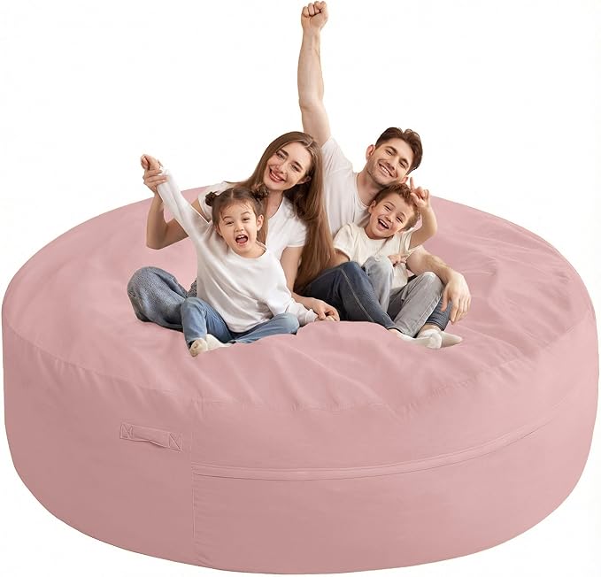 HABUTWAY XX-Large Bean Bag Chair: Giant 7' Memory Foam Furniture Bean Bag Chairs for Adults with Microfiber Cover 7Ft（Pink）