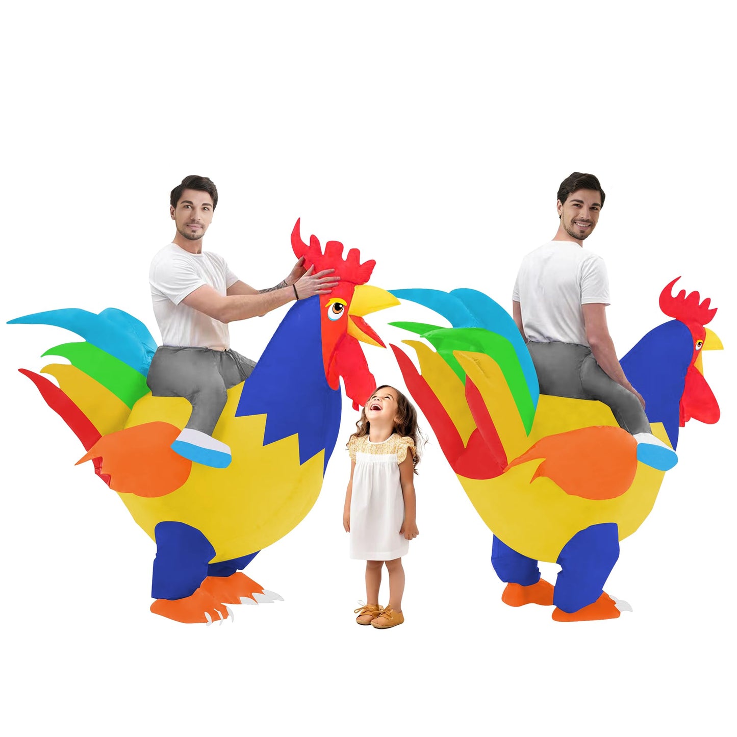 DeHasion 2 Packs Fancy Dress Inflatable Rooster Costume Adult Blow-up Outfit for Adult/Halloween/Canival (Rooster*2)