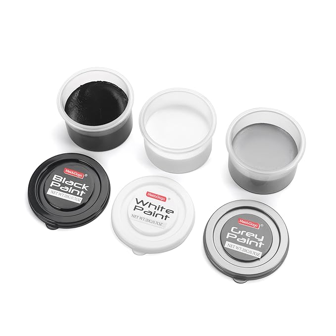 Halloween Makeup Kit, White + Black + Silver Face Painting Kit for Adults 60g(2.1 oz), Body Paint Kit with Brushs for Halloween Makeup, Party, Cosplay, Theater