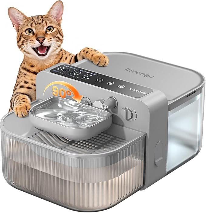 Invengo No-Filter Wireless Cat Water Fountain, 3.5L Stainless Steel Pet Fountain for Cats & Dogs – Wastewater Separation, ...