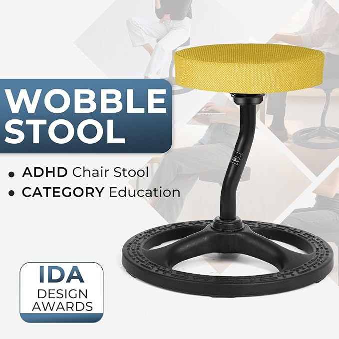 Upaloop ADHD Chair for Kids, Yoga Chairs for Adults, Wobble Stool Active Flexible Seating Desk Chair with Non-Slip Base and Washable Seat Cover for Stability, Balance, Yoga, Office, School, Classroom