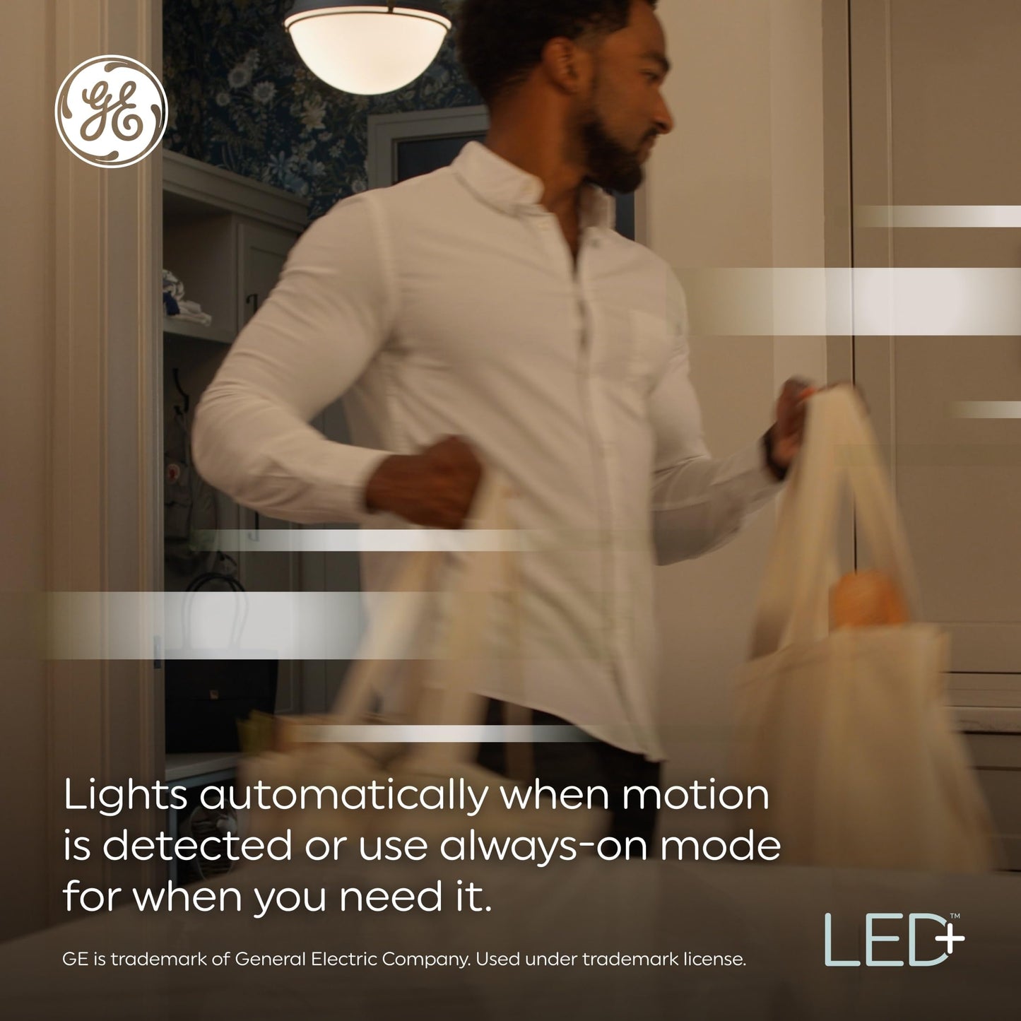 GE LED+ Motion Sensor LED Light Bulbs, 12W, Outdoor Security Lights, A21, Warm White (2 Pack)