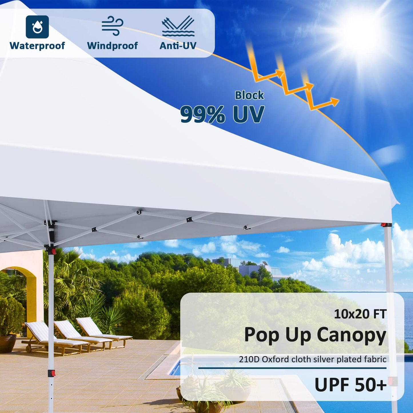 COBIZI 10x20 Pop Up Canopy with 6 Sidewalls, Conical Party Tent 10x20 with 3 Adjustable Height Waterproof, UV-Resistant with Carry Bag, Sandbag, Stake, Ropes for Parties, Commercial (Frame Upgraded)