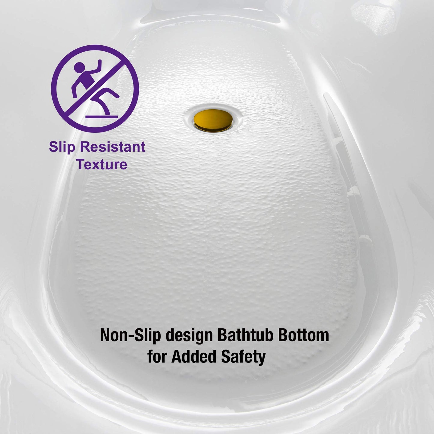 WOODBRIDGE 59" Acrylic Freestanding Bathtub Contemporary Soaking White Tub with Brushed Gold Overflow and Drain，BTA1518 -BG-Drain &O