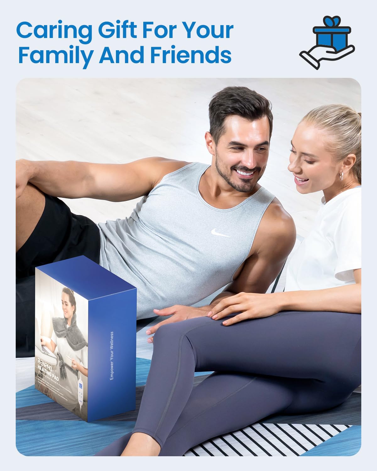 RENPHO King Size Heating Pad for Back, Valentines Day Gifts for Her Him, Birthday Gifts for Men Dad, FSA Eligible, XL Large Electric Heat Pad for Neck and Shoulder, ETL Certified, 24"x37", Blue